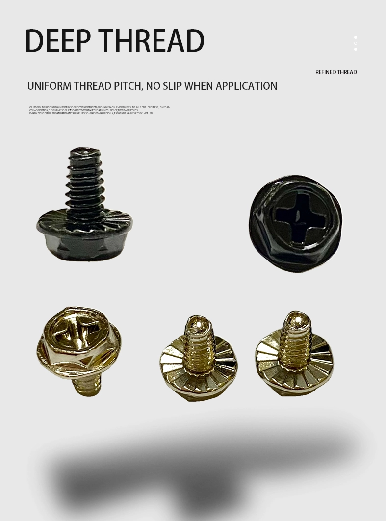 4-40 x 5/16" Indented Hex Washer Serrated Head Phillips Machine Screw Steel Black