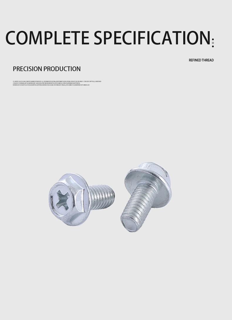 6-32 x 7/16“ Indented Hex Washer Head Phillips Machine Screw Steel Blue Zinc Plated