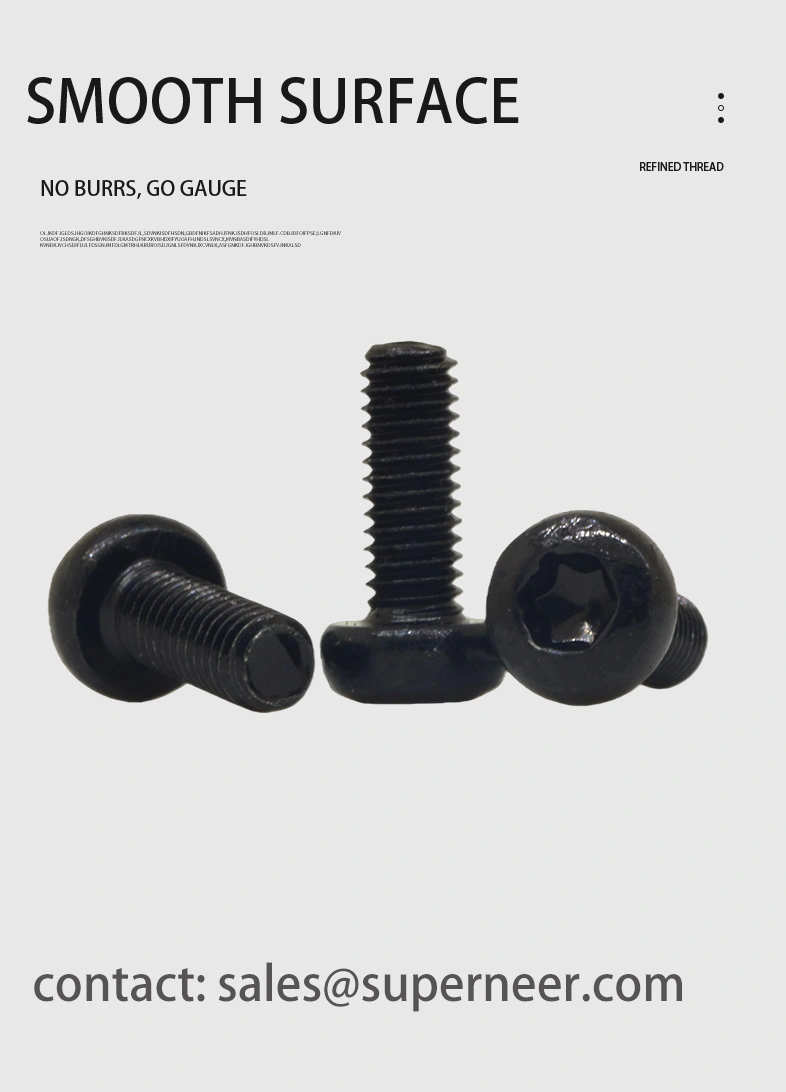 M3 x 8 mm Pan Head Torx Machine Screw Steel Black ISO 14583