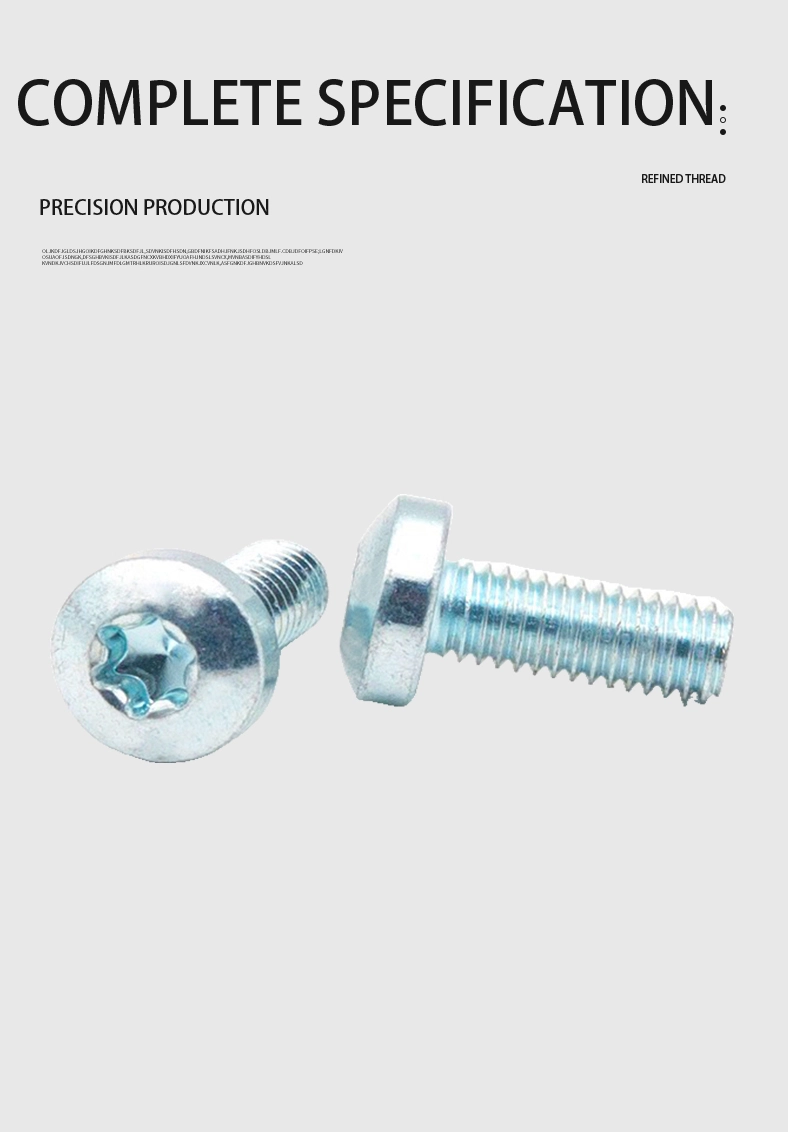 M3 x 8 mm Pan Head Torx Machine Screw Steel Blue Zinc Plated ISO 14583