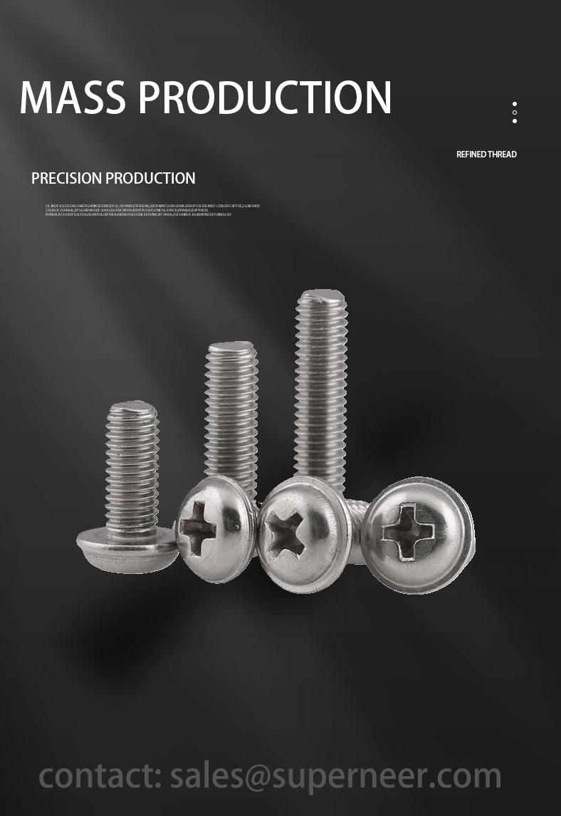 8-32 x 7/16"  Pan Washer Head Phillips Machine Screws SUS304 Stainless Steel Inox