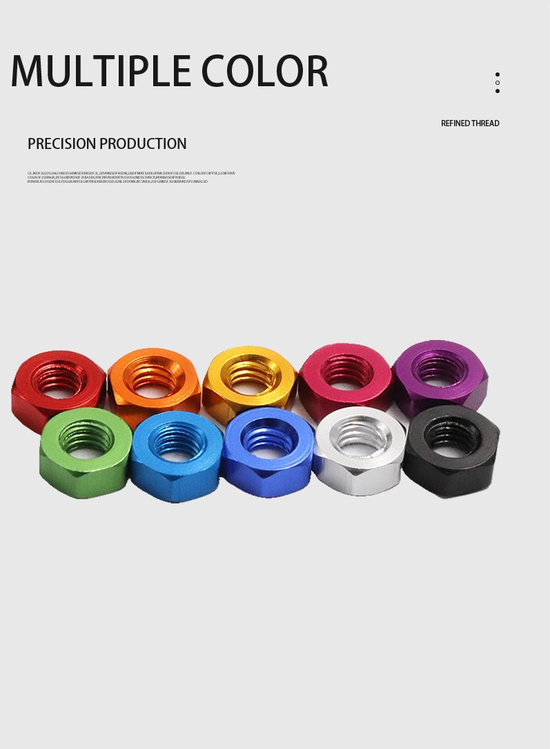 M5 Aluminium Hex Nut Anodized Color
