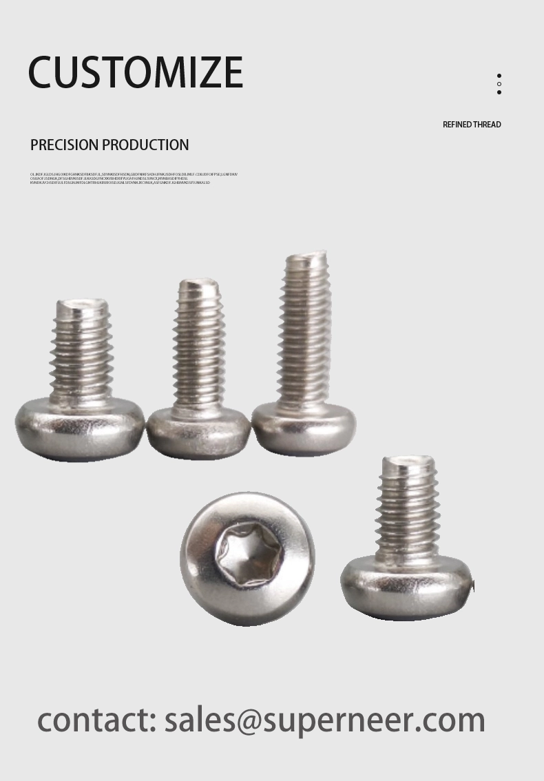 M6 × 12mm Pan Head Torx Thread Forming Screws for Metal SUS304 Stainless Steel Inox