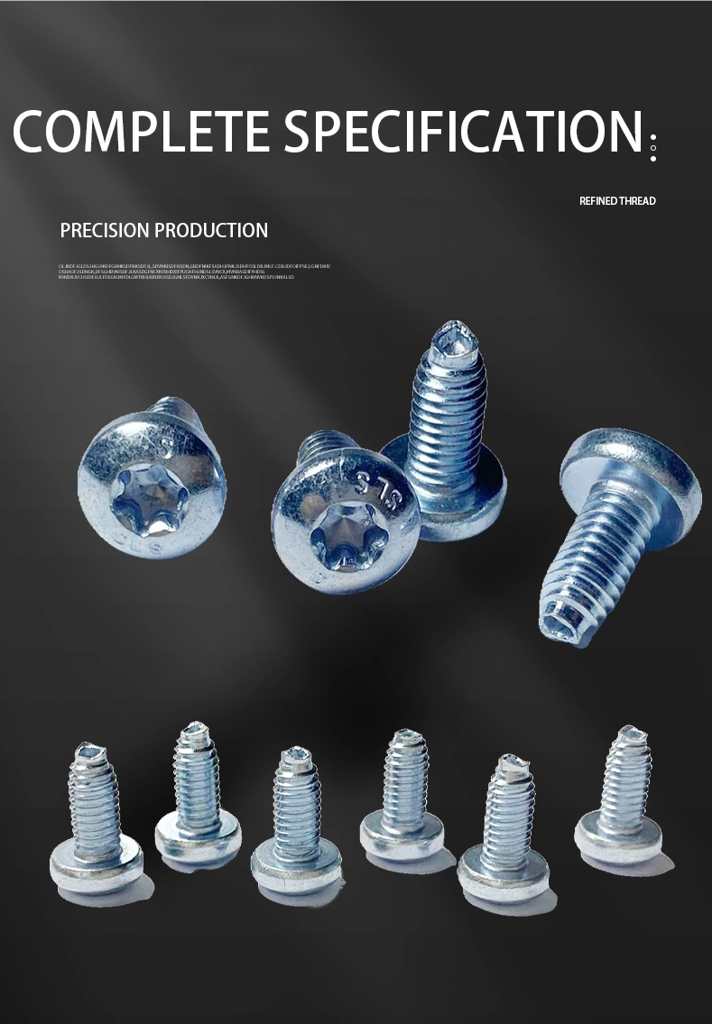 M6 × 8mm Pan Head Torx Thread Rolling Screws for Metal Steel Blue Zinc Plated