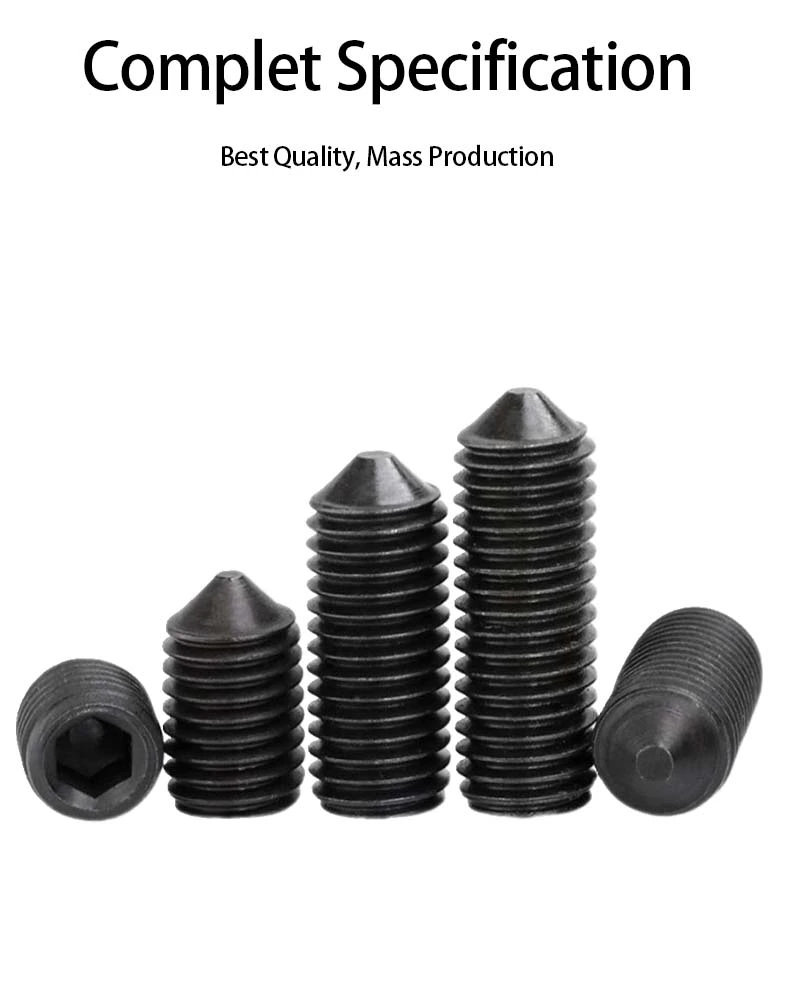 M1.6 x 2.5mm Socket Set Screw Cone Point Steel Black DIN914