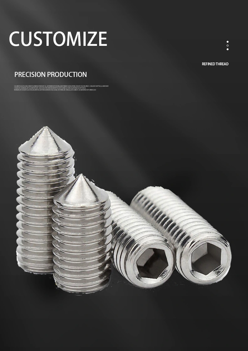 M1.8 x 2.5mm Socket Set Screw Cone Point SUS304 Stainless Steel Inox DIN914