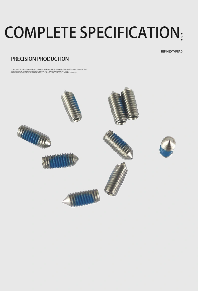 M4 x 10mm Socket Set Screw Cone Point SUS304 Stainless Steel Inox DIN914 Nylon Patch
