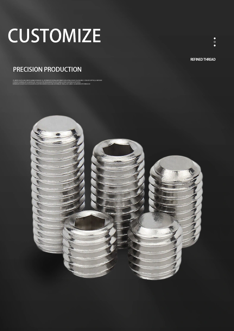 8 x 3/8" Flat Socket Set Screws SUS304 Stainless Steel Inox