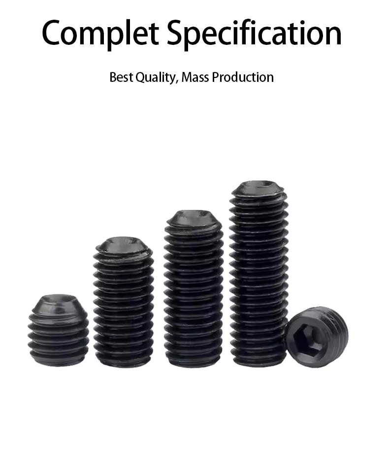 M6 x 14mm Socket Cup Point Set Screws 12.9 Carbon Steel Black DIN916