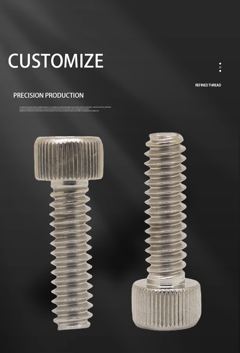 8-32 x 7/16" Knurled Socket Head Screw SUS304 Stainless Steel