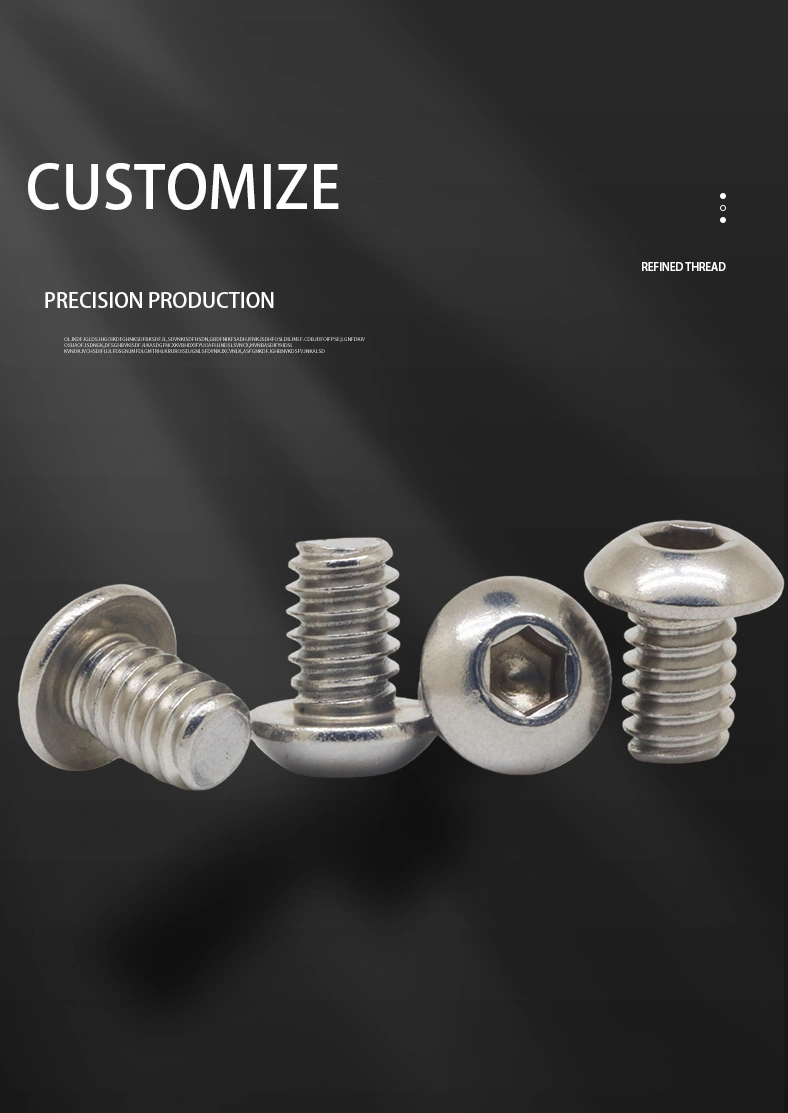 1/4"-20  x 3/8" Button Head Socket Cap Hex Drive Machine Screw SUS304 Stainless Steel