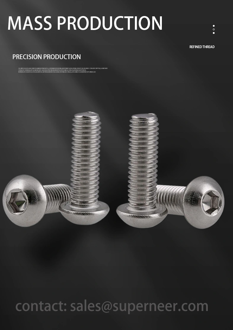 4-40 x 3/8"  Button Head Socket Cap Machine Screw SUS304 Stainless Steel Inox