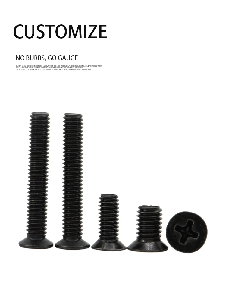 M2 x 7 mm Flat Head 100° Phillips Machine Screw Steel Black