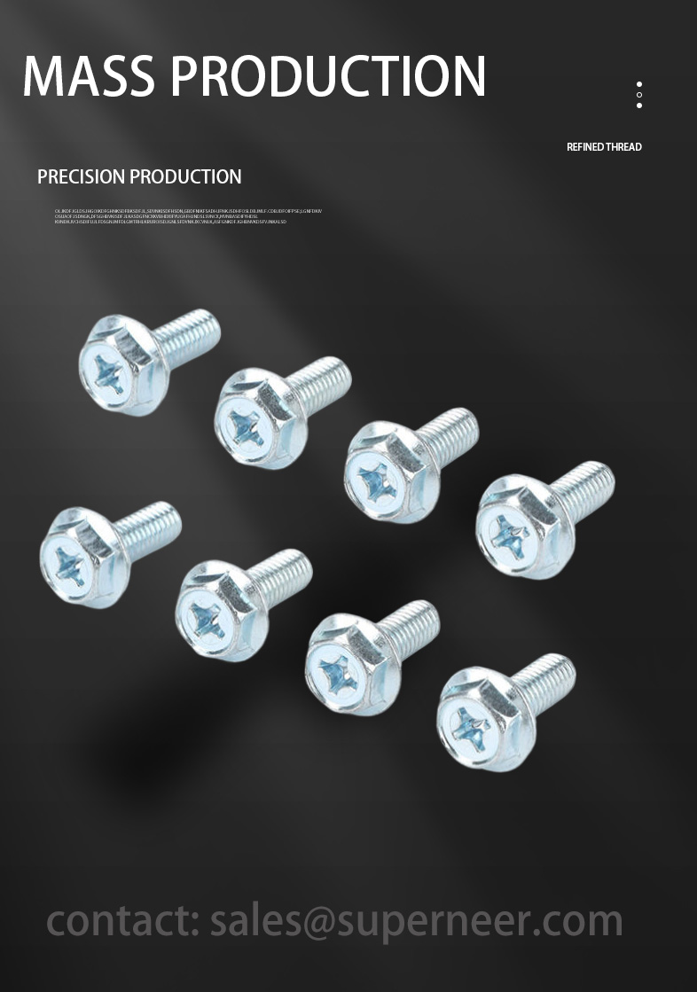 10-32 x 3/8" Indented Hex Washer Serrated Head Phillips Machine Screw Steel Blue Zinc Plated