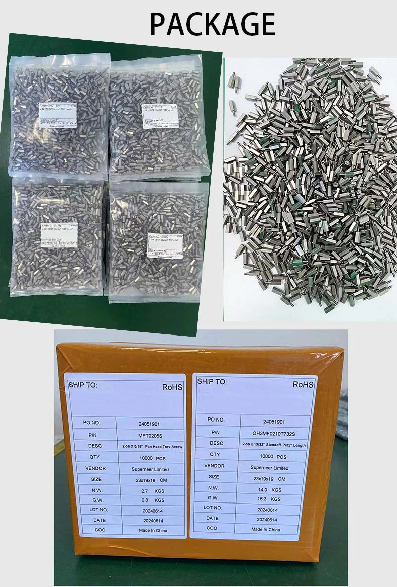 2-56 x 13/32" Standoff Screw with 7/32" Outer Thread Length SUS303 Stainless Steel Inox Hex Male Female Spacers 