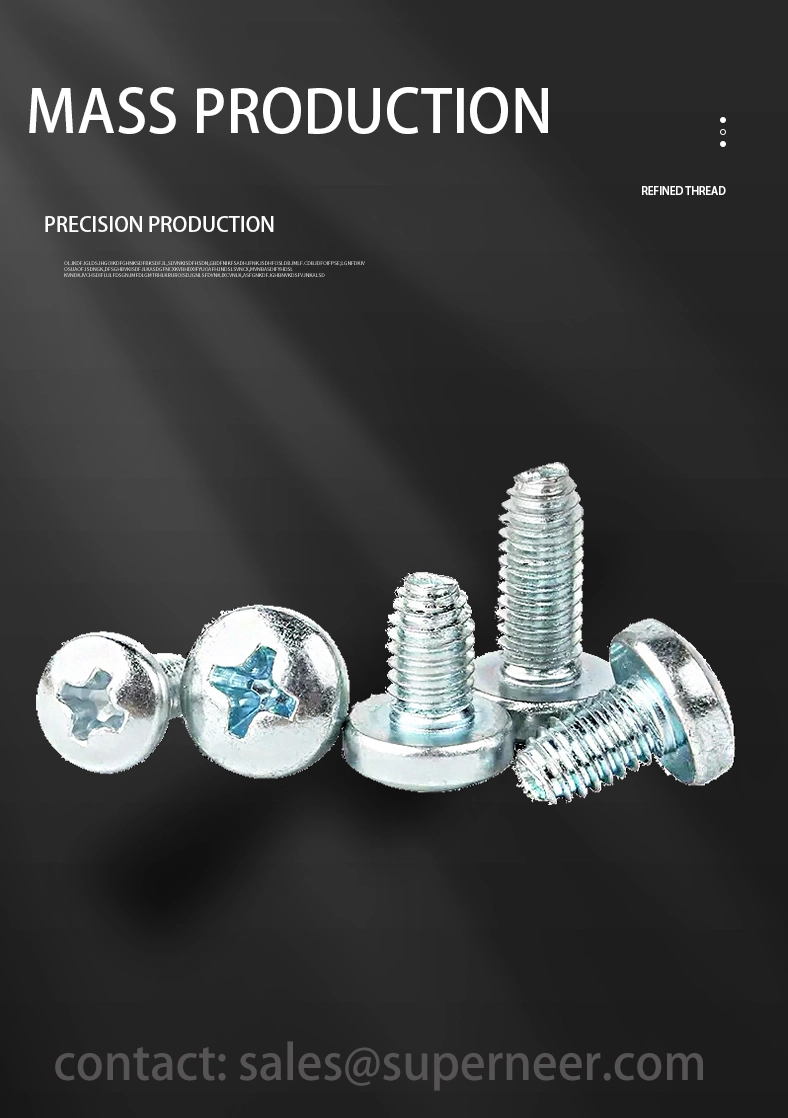 M3 × 7mm Pan Head Phillips Thread Forming Screws for Metal Steel Blue Zinc Plated