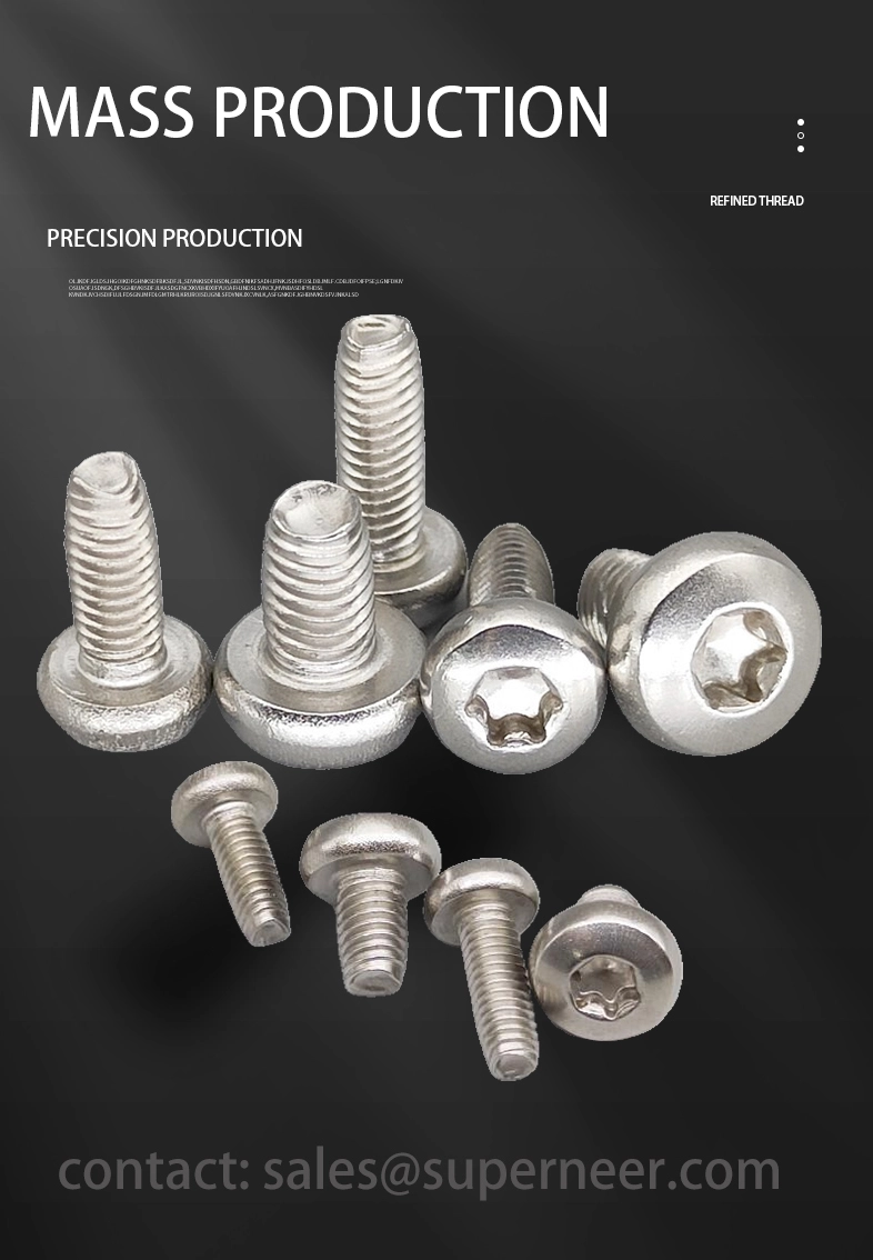 M6 × 12mm Pan Head Torx Thread Forming Screws for Metal SUS304 Stainless Steel Inox