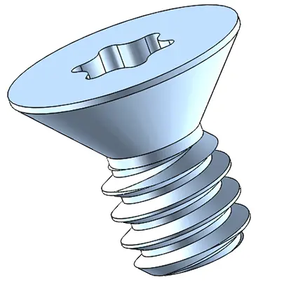 Blue Zinc Plated Steel Torx Flat Head Screws