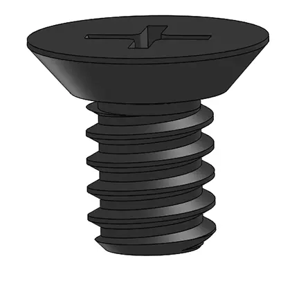 Black Zinc Plated Steel  Phillips Flat Head Screw