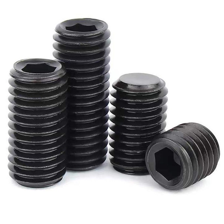 Black Steel Socket Set Screw with Flat Point