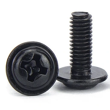 Black Zinc Plated Steel Phillips Washer Head Screw