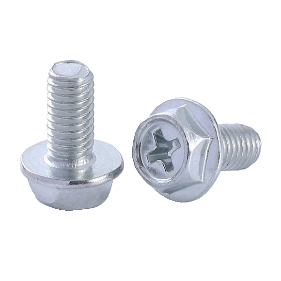 Blue Zinc Plated Steel Phillips Hex Washer Head Machine Screw