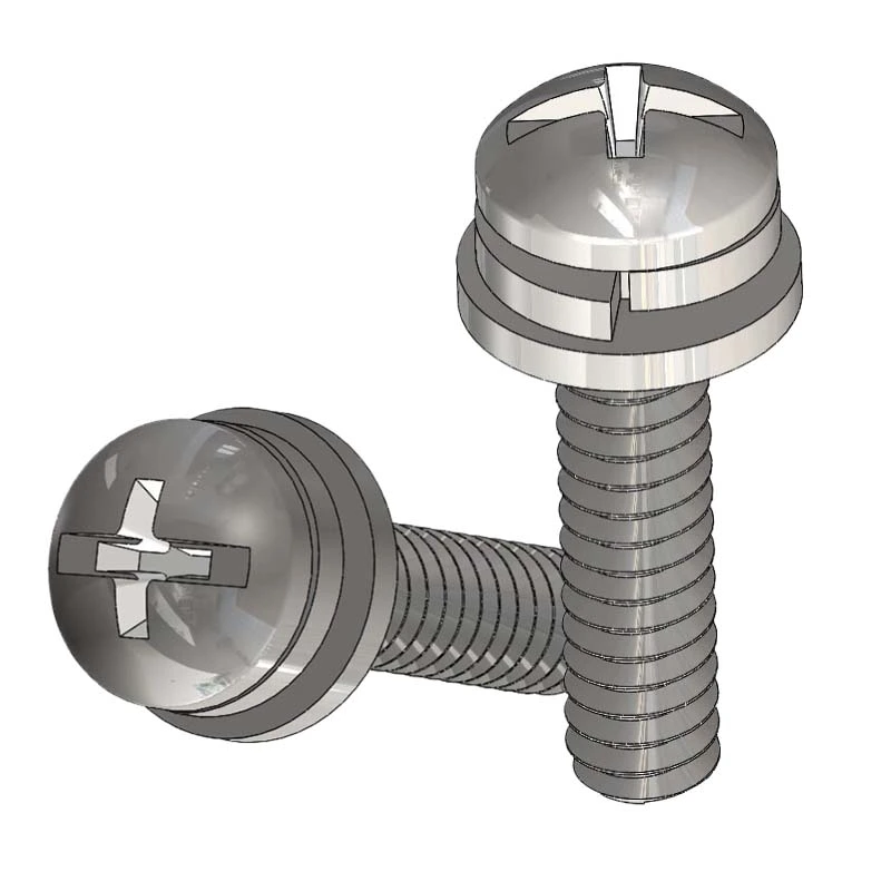 SUS304 Stainless Steel Phillips Slot SEMS Screws | Stainless Steel | Blue Zinc | Black