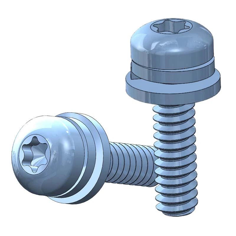 Blue Zinc Plated Steel Double Washer Screw - Pan Head Phillips Drive