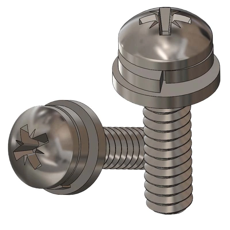 SUS304 Stainless Steel Pozi Pan Head SEMS Screws - Flat Washer and Split Washer