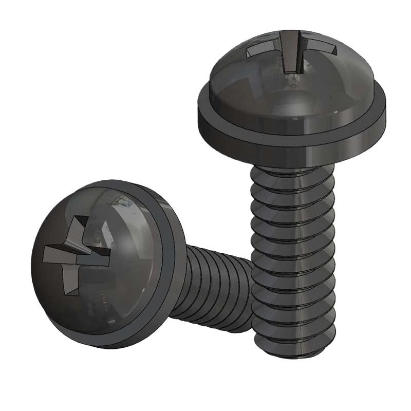 Black Steel Sems Screw Manufacturers - Pan Phillips with Flat Washer