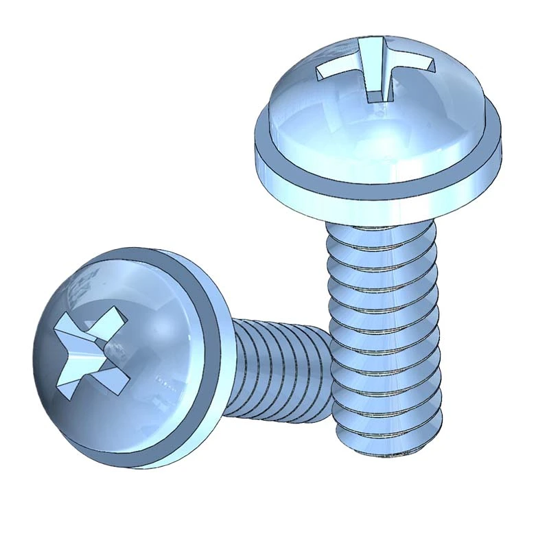 Blue Zinc Plated Steel Sems Screw Manufacturers - Pan Phillips with Flat Washer