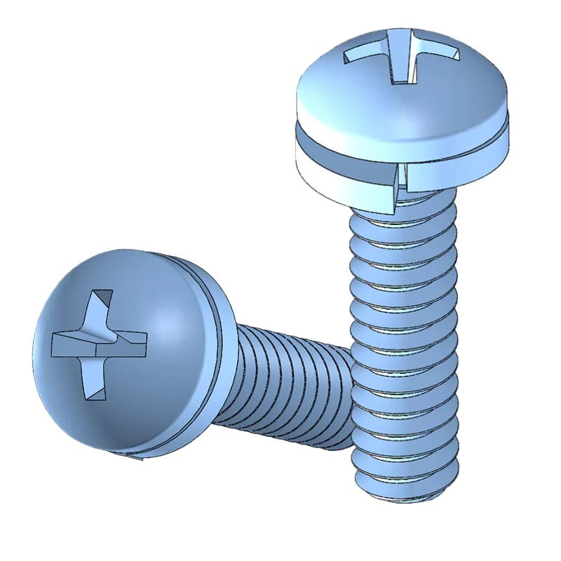 Blue Zinc Plated Steel Pan Head Sems Screw