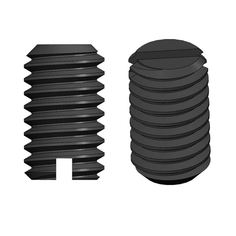 Black Steel Slotted Set Screw with Flat Point