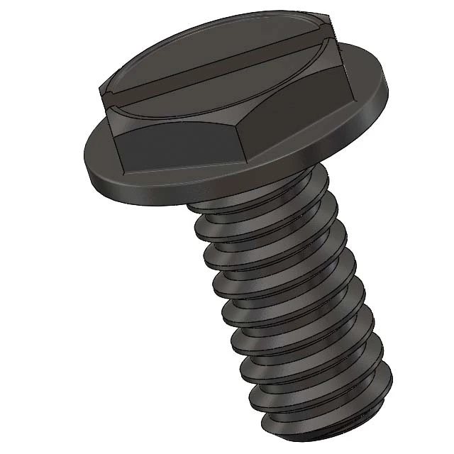 Black Zinc Plated Steel Slotted Hex Washer Head Machine Screw