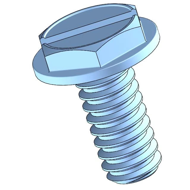 Blue Zinc Plated Steel Slotted Hex Washer Head Machine Screw