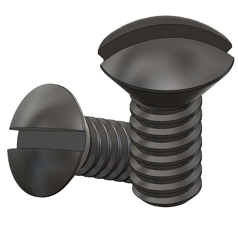 Black Zinc Plated Steel Oval Head Slotted Screws - China Supplier