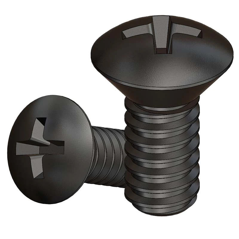Black Zinc Plated Steel Phillips Oval Head Machine Screws