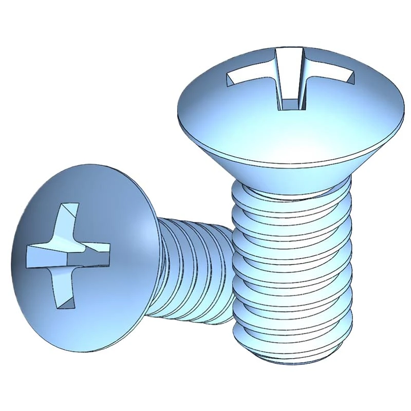 Blue Zinc Plated Steel Phillips Oval Head Machine Screws