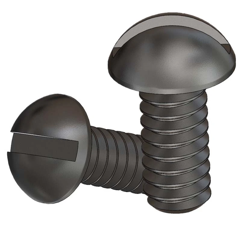 Black Zinc Plated Steel Slotted Round Head Bolt