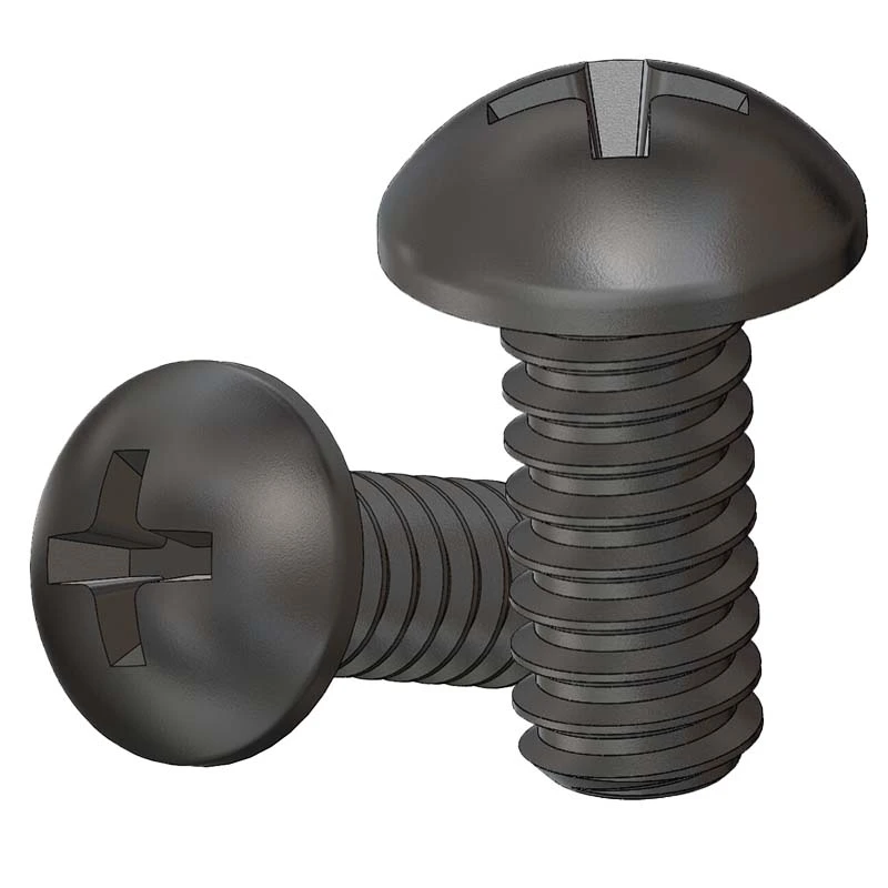 Black Zinc Plated Steel Phillips Round Head Screw