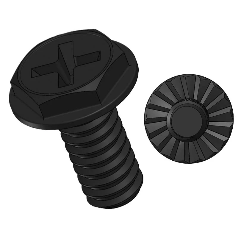 Black Zinc Plated Steel Phillips Serrated Flange Bolts